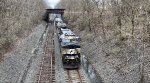 NS 9555 leads the empty oil cans west under the former EL.